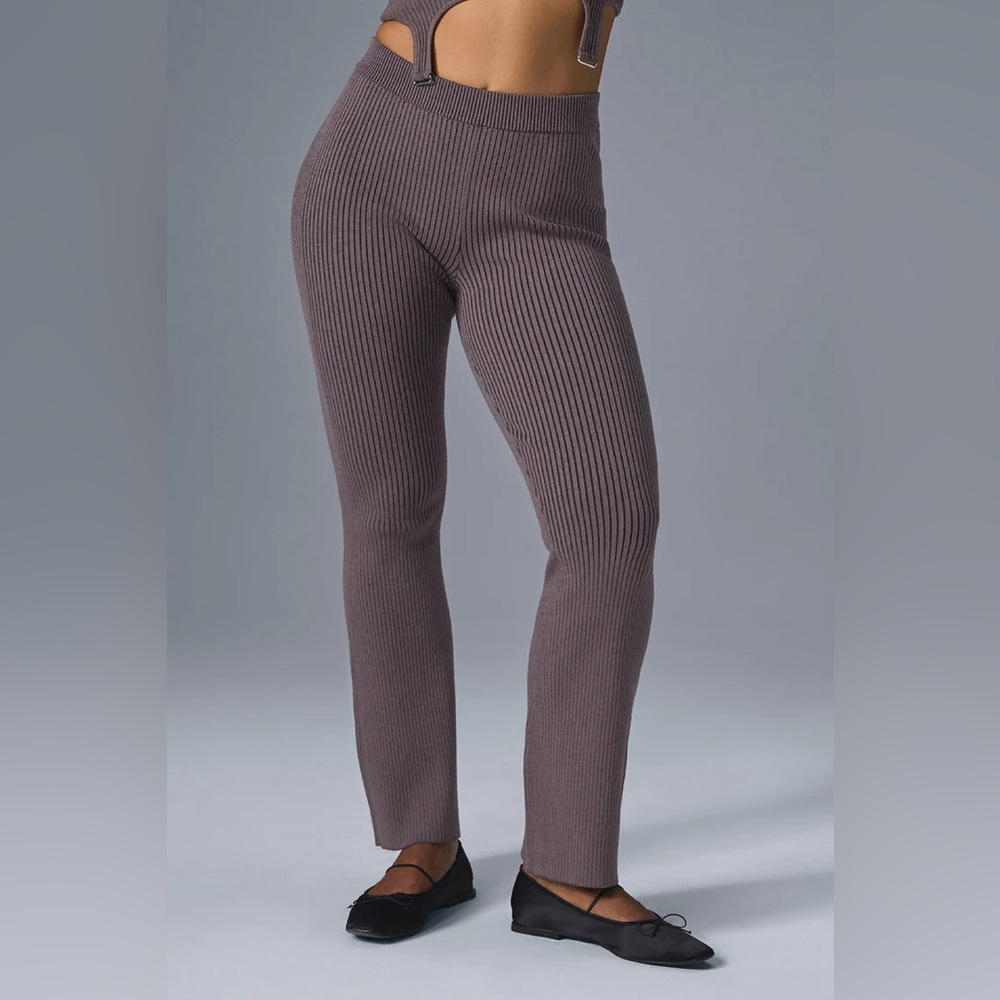 ALO Denim Knit High-Waist Flare Pant Raisinette/Purple Active Pant